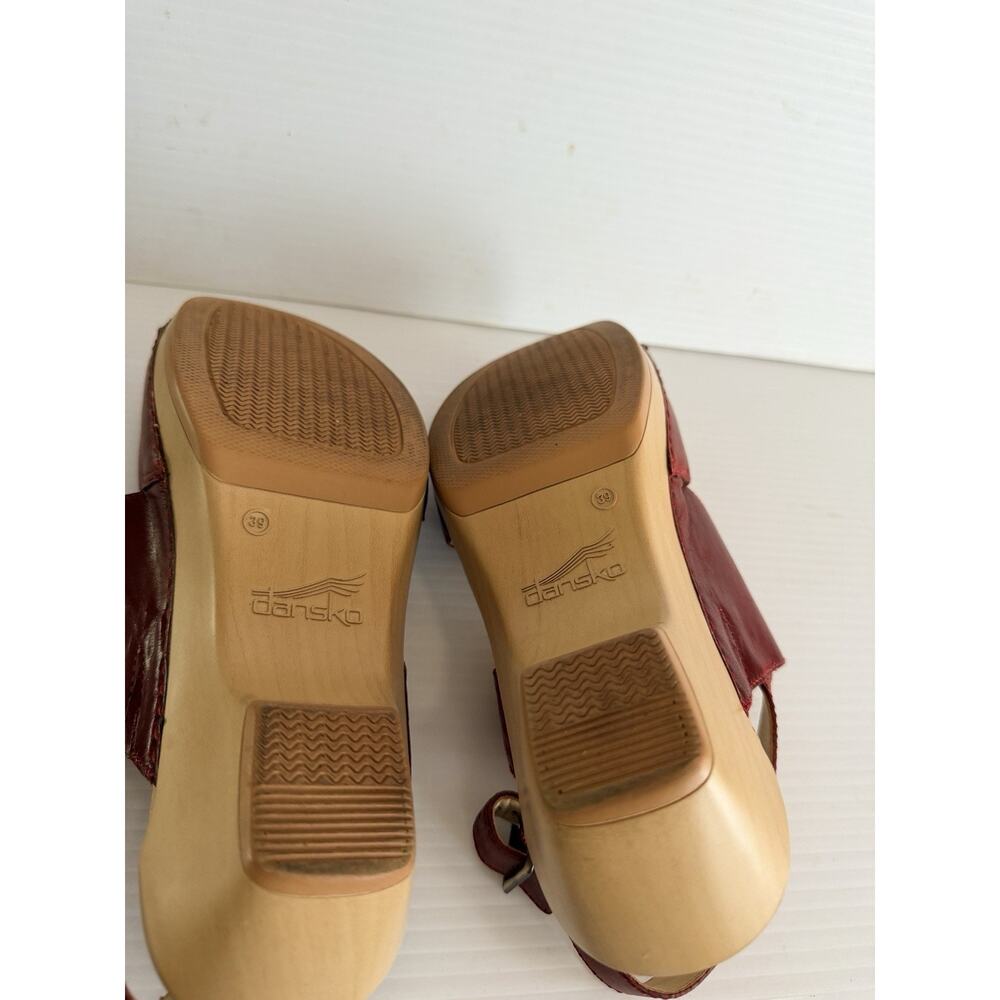 Dansko Kristy Red Leather Mary Jane Clog Sandals Sz 39 EU,8.5-9US,Excellent! - Picture 7 of 9